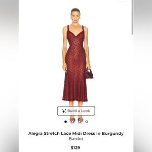 Bardot- Alegria Lace Midi Dress in Burgundy